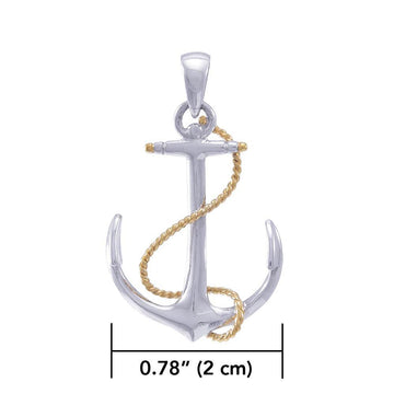 Anchor Sterling Silver and 18K Vermeil Gold Accent Pendant MGV635 - Jewelry